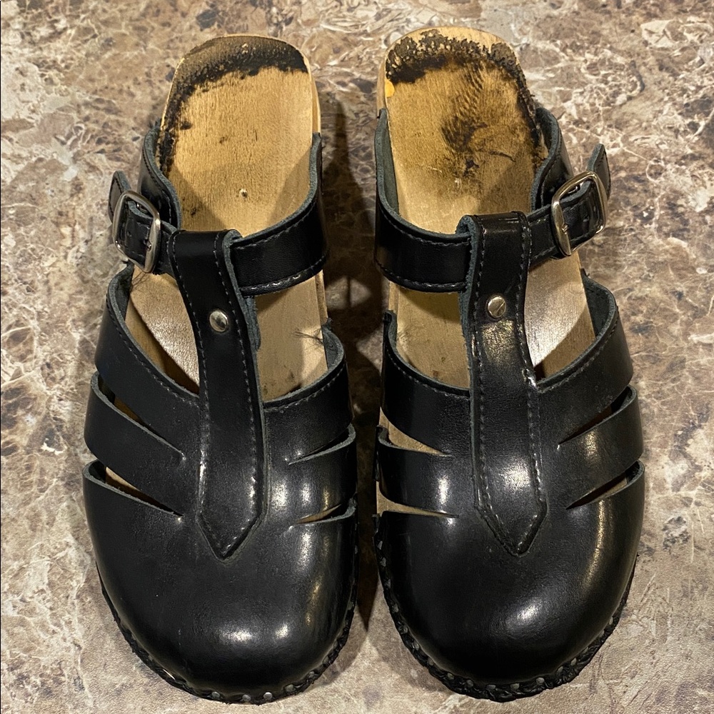 Troentorp Mary Jane Clogs Black Leather 39
